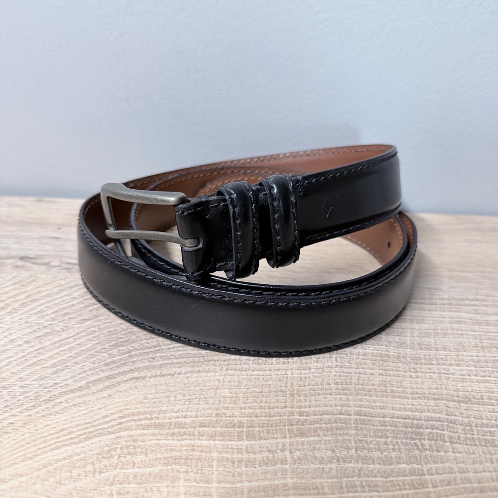 Joseph Abboud Belt Mens 44 Black Italian Leather Dress Classic Silver Buckle
